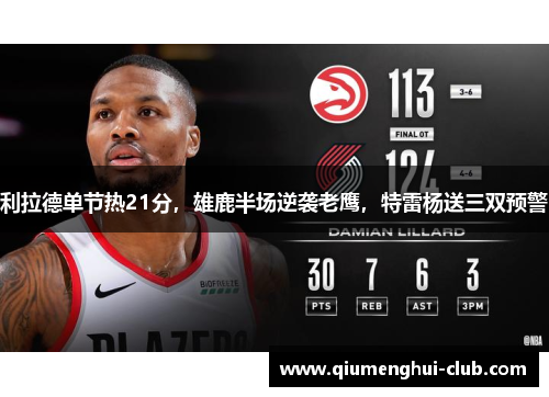 利拉德单节热21分，雄鹿半场逆袭老鹰，特雷杨送三双预警